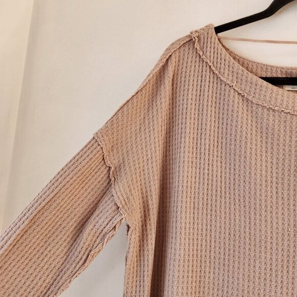 We The Free People North Shore Pink Thermal Tunic Top Waffle Knit Women's S - Picture 4 of 10